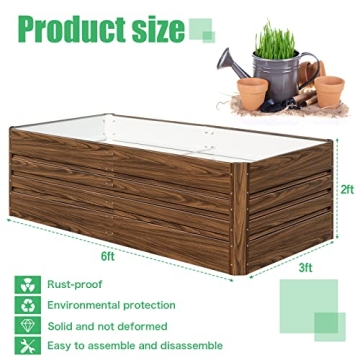 SnugNiture Galvanized Raised Garden Bed 6x3x2FT Steel Planter Box