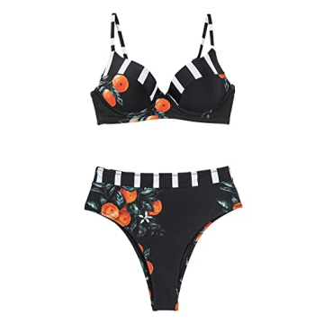 CUPSHE Bikini Set for Women Two Piece Swimsuits High Waisted Back Lace Up V Neck Spaghetti Straps, XXL