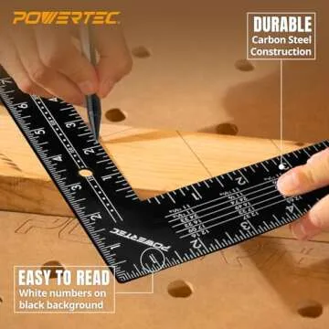 POWERTEC Framing Square - Accurate Steel Carpenter Tool