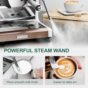 COUPLUX Espresso Machine with Grinder, Coffee and Espresso Maker Combo All in One Coffee Machine, Dual Boiler 20 Bar Cafe Espresso Machine with Steam Wand for Latte Cappuccino Machine, 58MM Portafilte