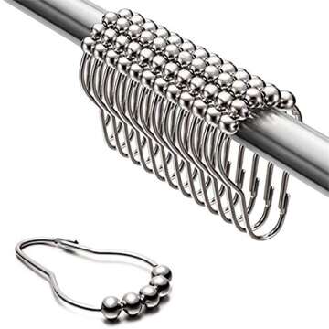 OLIYA Shower Curtain Shackle, Anti-Rust Stainless Steel Shower Curtain Shackle for Bathroom Shower Rod Curtains-Set of 12, Chrome Plated (Chrome)
