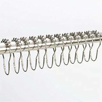 OLIYA Shower Curtain Shackle, Anti-Rust Stainless Steel Shower Curtain Shackle for Bathroom Shower Rod Curtains-Set of 12, Chrome Plated (Chrome)