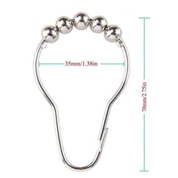 OLIYA Shower Curtain Shackle, Anti-Rust Stainless Steel Shower Curtain Shackle for Bathroom Shower Rod Curtains-Set of 12, Chrome Plated (Chrome)