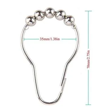 OLIYA Shower Curtain Shackle, Anti-Rust Stainless Steel Shower Curtain Shackle for Bathroom Shower Rod Curtains-Set of 12, Chrome Plated (Chrome)