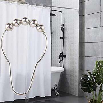 OLIYA Shower Curtain Shackle, Anti-Rust Stainless Steel Shower Curtain Shackle for Bathroom Shower Rod Curtains-Set of 12, Chrome Plated (Chrome)