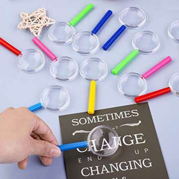 ADXCO 12 Pack Plastic Magnifying Glasses Colorful Magnifying Glasses Party Favors, 6 Colors