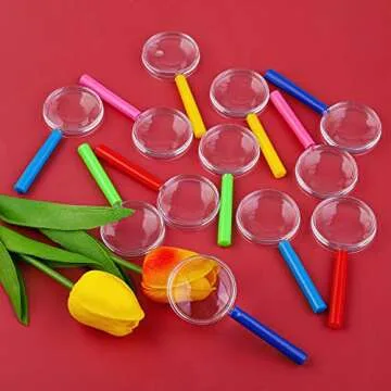 ADXCO 12 Pack Plastic Magnifying Glasses Colorful Magnifying Glasses Party Favors, 6 Colors
