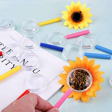 ADXCO 12 Pack Plastic Magnifying Glasses Colorful Magnifying Glasses Party Favors, 6 Colors