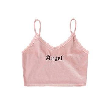 Chic Velvet Lace Trim Crop Cami Top for Women