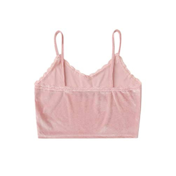 Chic Velvet Lace Trim Crop Cami Top for Women