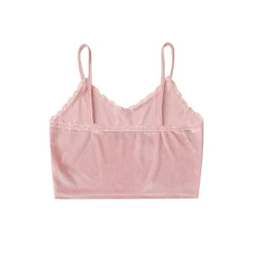 Chic Velvet Lace Trim Crop Cami Top for Women