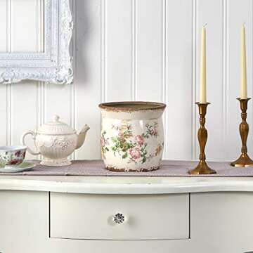 Nearly Natural 8in. Tuscan Floral Planter for Chic Homes