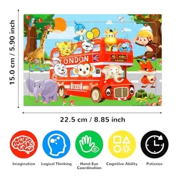 Wooden Puzzles for Kids Aged 4-8 - Fun 14 Pack!
