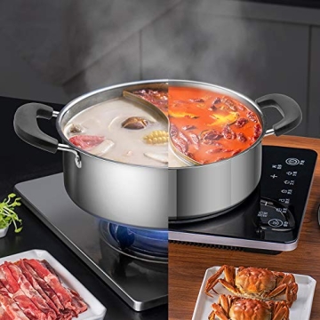 Stainless Steel Hot Pot with Divider Ideal for Induction
