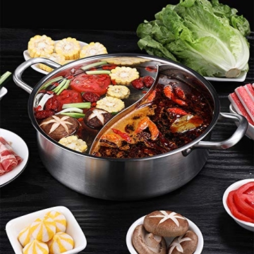 Stainless Steel Hot Pot with Divider Ideal for Induction