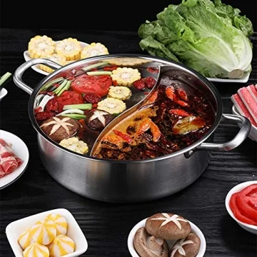 Stainless Steel Hot Pot with Divider Ideal for Induction