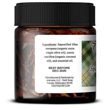 Tooth Soap – Spearmint Shreds – 4 oz – All Natural, Fluoride-Free Tooth & Gum Cleaner – Enhanced with Organic Coconut & Extra Virgin Olive Oil with Essential Oils (Spearmint Shreds)