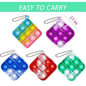 25 PCS Pop Fidget Toys Its Party Favors for Kids 4-8, 2.5*2.5 inch Mini Pop Keychain It Fidget Toy Bulk Toddler Toys Fidgets Packs Sensory Stress Toys Party Fidget Pack Popper Toy Gift for Girls Boys