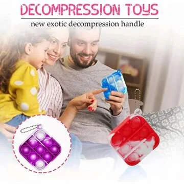 25 PCS Pop Fidget Toys Its Party Favors for Kids 4-8, 2.5*2.5 inch Mini Pop Keychain It Fidget Toy Bulk Toddler Toys Fidgets Packs Sensory Stress Toys Party Fidget Pack Popper Toy Gift for Girls Boys