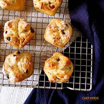 CHEFMADE Baking and Cooling Rack, 16.3-Inch Non-Stick Bold-Grid Design Rectangle Wire Rack for Oven Baking (Champagne Gold)