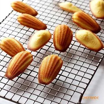 CHEFMADE Baking and Cooling Rack, 16.3-Inch Non-Stick Bold-Grid Design Rectangle Wire Rack for Oven Baking (Champagne Gold)