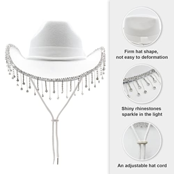 Stylish MUMUWU Cowgirl Hat with Adjustable Fit and Rhinestones