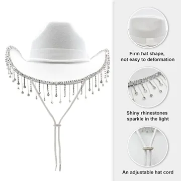 Stylish MUMUWU Cowgirl Hat with Adjustable Fit and Rhinestones