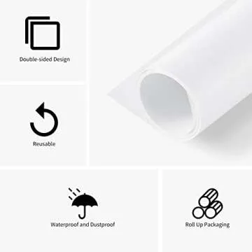 Goshoot 47x118in/1.2x3m White PVC Backdrop for Photography, Matte & Smoooth PVC Vinyl Seamless Backg...