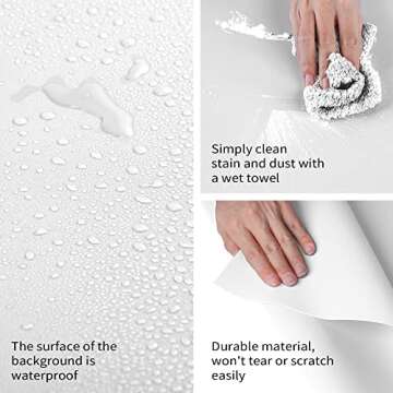 Goshoot 47x118in/1.2x3m White PVC Backdrop for Photography, Matte & Smoooth PVC Vinyl Seamless Background for Product Photoshooting