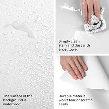 Goshoot 47x118in/1.2x3m White PVC Backdrop for Photography, Matte & Smoooth PVC Vinyl Seamless Background for Product Photoshooting