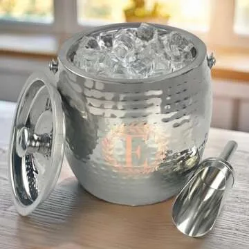 Personalized Metal Ice Bucket with Lid for Parties- Insulated Stainless Steel Ice Bucket for Parties, Wedding Gifts for the Couple, Housewarming Gifts Barware