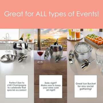 Personalized Metal Ice Bucket with Lid for Parties- Insulated Stainless Steel Ice Bucket for Parties, Wedding Gifts for the Couple, Housewarming Gifts Barware