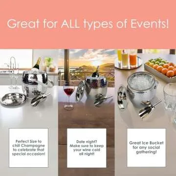 Personalized Metal Ice Bucket with Lid for Parties- Insulated Stainless Steel Ice Bucket for Parties, Wedding Gifts for the Couple, Housewarming Gifts Barware