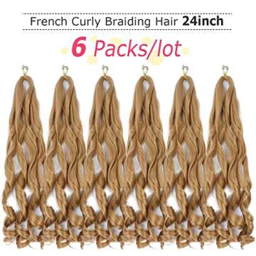 24 Inch French Curl Braiding Hair - 6 Packs of Beauty
