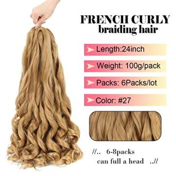 24 Inch French Curl Braiding Hair - 6 Packs of Beauty