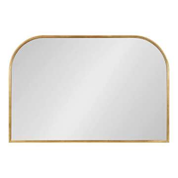 Kate and Laurel Caskill Modern Arched Wall Mirror, 36 x 24. Gold, Decorative Wide MIdcentury Mirror ...