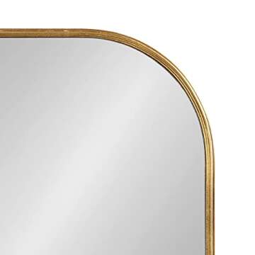Kate and Laurel Caskill Modern Arched Wall Mirror, 36 x 24. Gold, Decorative Wide MIdcentury Mirror for Wall Decor with Wide Arched Frame and Sophisticated Look