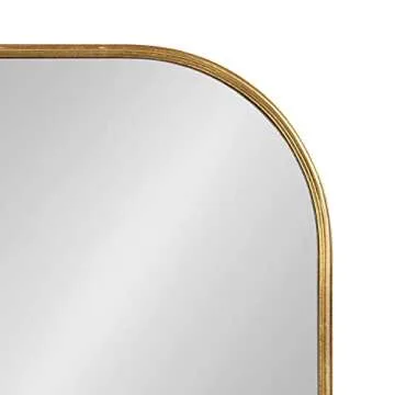 Kate and Laurel Caskill Modern Arched Wall Mirror, 36 x 24. Gold, Decorative Wide MIdcentury Mirror for Wall Decor with Wide Arched Frame and Sophisticated Look