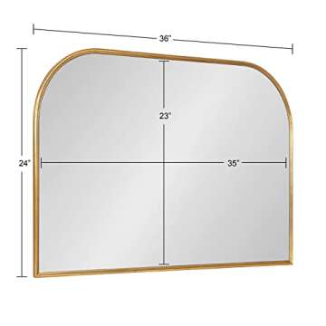 Kate and Laurel Caskill Modern Arched Wall Mirror, 36 x 24. Gold, Decorative Wide MIdcentury Mirror for Wall Decor with Wide Arched Frame and Sophisticated Look
