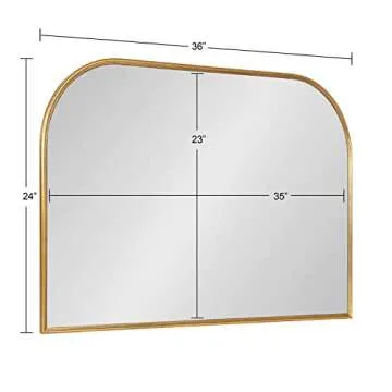 Kate and Laurel Caskill Modern Arched Wall Mirror, 36 x 24. Gold, Decorative Wide MIdcentury Mirror for Wall Decor with Wide Arched Frame and Sophisticated Look