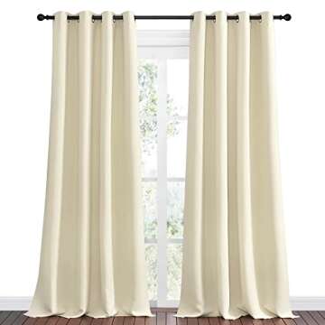 NICETOWN Beige Room Darkening Curtains 96" Long for Boho Farmhouse Home Decoration, Window Treatment...