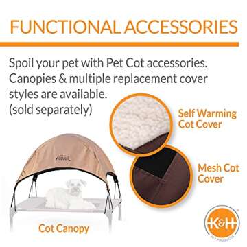 K&H Pet Products Bolster Dog Cot, Cooling Indoor Outdoor Elevated Cot Hammock Dog Bed with Removable Washable Bolsters, Washable Mesh Cover, Raised Metal Frame - Medium 32 X 25in Chocolate