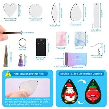 MAFYE 254pcs Sublimation Blanks Products, Sublimation Earring Blanks with Earring Hooks,Tassels, Jump Rings, Present Box Sublimation Ornament Blanks for Christmas DIY Craft Jewelry Making