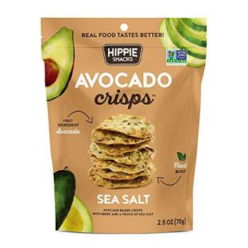 Hippie Snacks Avocado Crisps Variety Pack, Plant-based, High Protein, Gluten Free Snack or Crackers ...