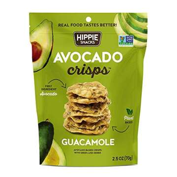 Hippie Snacks Avocado Crisps Variety Pack, Plant-based, High Protein, Gluten Free Snack or Crackers for Charcuterie Boards, 2 Sea Salt, 2 Guacamole