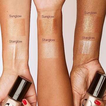 Saie Glowy Super Gel Lightweight Illuminator - Wear Alone or Under Makeup For Glowy Skin - Starglow (1 oz) Bundled With Dew Blush - Lightweight, Blendable, Buildable Cream Gel Blush - Chilly (0.40 oz)