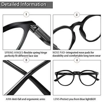Kerecsen Reading Glasses 5 Pack Retro Style with Spring Hinges