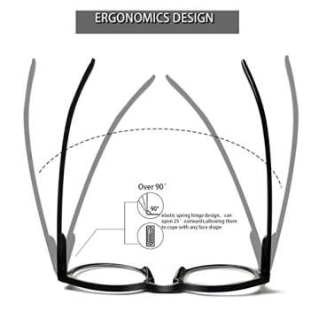 Kerecsen Reading Glasses 5 Pack Retro Round Readers Quality Spring Hinge Glasses for Reading (5 Pack Mix Color, 1.25), Medium