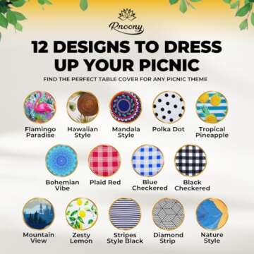 RNOONY 6ft Polyester Picnic Table Cover with Bench Covers Windproof & Waterproof Tablecloth, Perfect for Camping Gifts & RV Essentials, Cool Camping Gadgets with Carrying Bag, 72x30 Inches,4Pcs,White