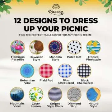 RNOONY 6ft Polyester Picnic Table Cover with Bench Covers Windproof & Waterproof Tablecloth, Perfect for Camping Gifts & RV Essentials, Cool Camping Gadgets with Carrying Bag, 72x30 Inches,4Pcs,White